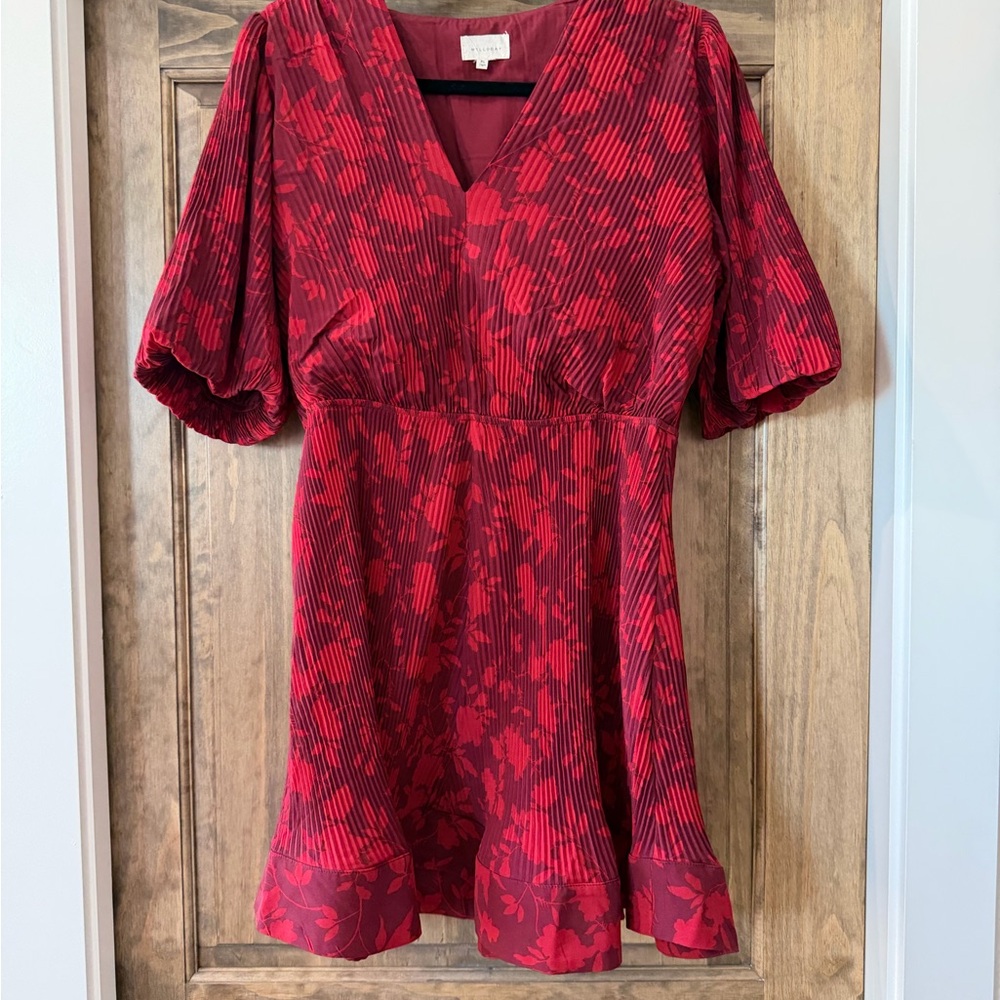MELLODAY Red Floral V-Neck Mini Dress